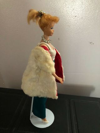 Vintage Ponytail Barbie 5 or 6 in Evening Gown and Mink 3