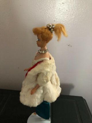 Vintage Ponytail Barbie 5 or 6 in Evening Gown and Mink 5