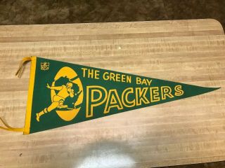 1960s Vintage Green Bay Packers Pennant Nfl Football 11.  5x29.  5