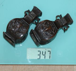 A C16th Chinese Ming Dynasty Bronze Archaic Baluster vases ear rings A/F 5
