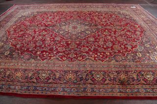 Vintage Traditional Floral RED Living Room Area Rug Hand - Knotted Oriental 10x13 10