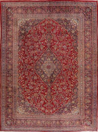 Vintage Traditional Floral RED Living Room Area Rug Hand - Knotted Oriental 10x13 2