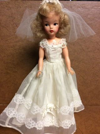 Vtg Tammy Doll Bs - 12 - 5 In Tag Wedding Dress & Stand