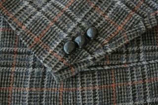 Vintage Mens Gray Blue Multi Color 2 Btn Wool Blazer Sport Coat Jacket 46R 6