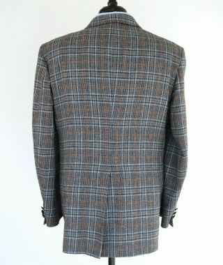 Vintage Mens Gray Blue Multi Color 2 Btn Wool Blazer Sport Coat Jacket 46R 7