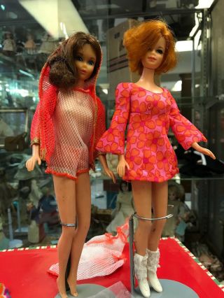 Vintage Mattel 1968 Stacey Tnt Barbie & 1969 Tnt Barbie With Flip Hair