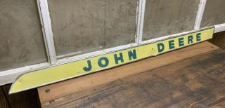 Vintage Old John Deere Tractor Hood Badge Sign Embossed Painted Metal 2