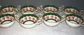 Vintage Set Of 8 English Porcelain Cauldon Bouillon Or Cream Soup Cups