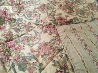 Vintage Ralph Lauren King Reversible Floral Stripe Comforter French Country