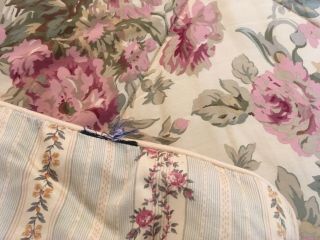Vintage Ralph Lauren King Reversible Floral Stripe Comforter French Country 3