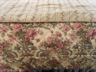 Vintage Ralph Lauren King Reversible Floral Stripe Comforter French Country 5