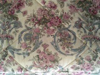 Vintage Ralph Lauren King Reversible Floral Stripe Comforter French Country 8