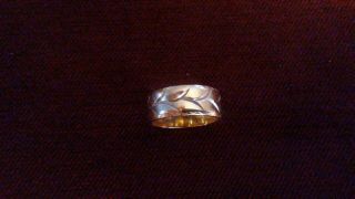 Vintage 14k Gold Wedding Band Engagement Ring Signed Art Carved