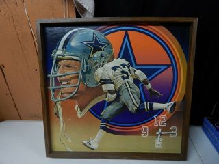 Vintage Nfl Dallas Cowboys Football Wall Clock Sign Picture 1979 Lafayette