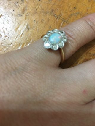 18ct Gold 18k Gold Antique Opal Ring Size L 3 Grams Stunning Daisy Flower