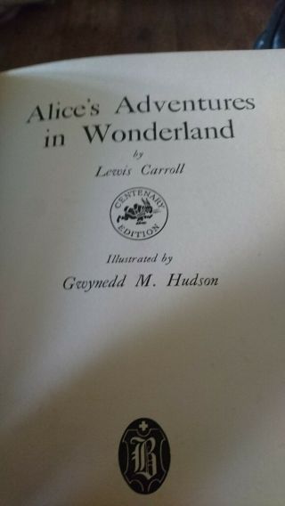Alice in Wonderland by Lewis Carroll vintage Illustrated By Gwynedd M Hudson 4