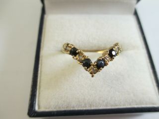 Vintage 9ct Gold Sapphire & Diamond Ring Uk Size N1/2 2.  4g Birm 1980
