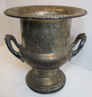 Vintage Champagne Bucket Decorative Edge Handles Ice Silverplate Ornate