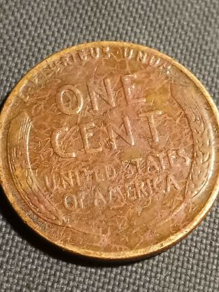 Very rare 1949 D Wheat penny with error die cracks pink in color 3