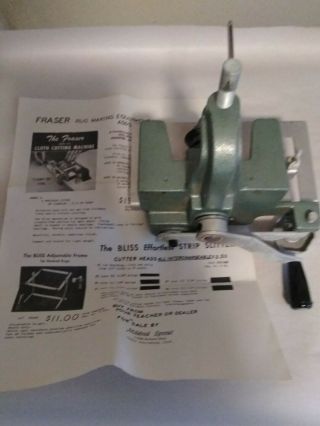 Vintage Fraser 500 Rug Making Strip Slitter Cloth Cutting Machine