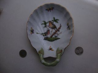 Vintage Herend Hungary Porcelain Rothschild Bird Pattern Serving Dish Bowl Shell