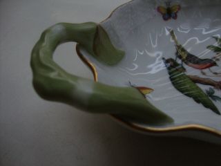 Vintage HEREND Hungary Porcelain Rothschild Bird Pattern Serving Dish Bowl Shell 4