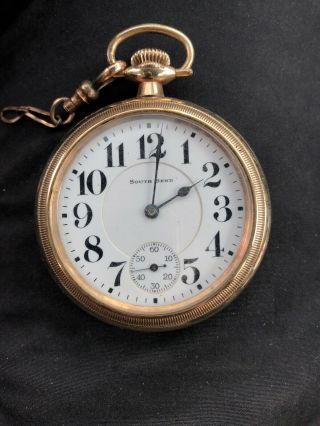 Vintage South Bend Pocket Watch 21 Jewels.  Serial Number 979714.  10k Gold Filled