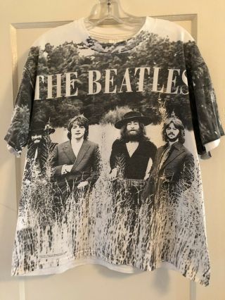 Vintage The Beatles All Over Print T Shirt 2 Sided 1990s Men’s Xl Apple Corps.