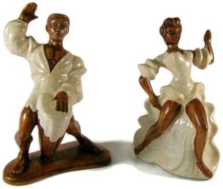 Vintage 1955 Treasure Craft Flamenco Dancer & Conga Drummer Figurine Set