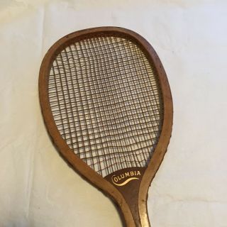 Antique Vintage Tennis Racket Columbia Logo Wright & Ditson
