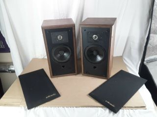 Vintage Polk Audio 5jr Monitor Series Pair 2 Bookshelf Speakers Wood Grain