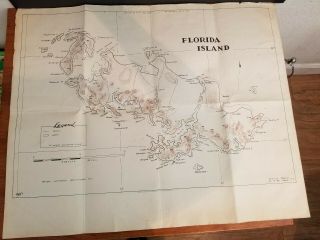 Wwii Us Army & Navy Florida Island 1942 Drawn By 7b Quinn G - 2 Ultra Rare Map
