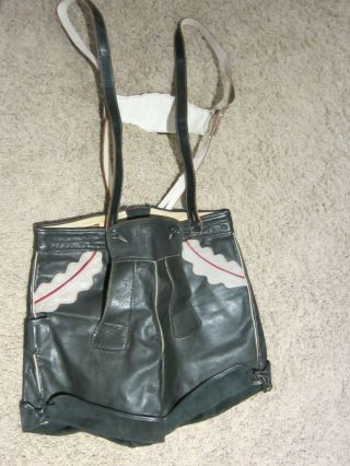 Rare Vintage Haelson Black Leather Suspender Leather Shorts 43 (34 " Max)
