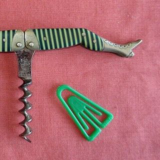 Antique Ladies Legs Celluloid Green and White Striped Corkscrew Germany 3