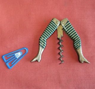 Antique Ladies Legs Celluloid Green and White Striped Corkscrew Germany 5
