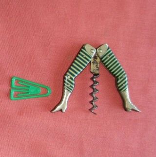 Antique Ladies Legs Celluloid Green and White Striped Corkscrew Germany 6