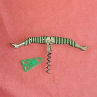 Antique Ladies Legs Celluloid Green and White Striped Corkscrew Germany 7