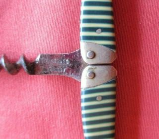 Antique Ladies Legs Celluloid Green and White Striped Corkscrew Germany 9