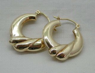 Vintage Lovely 9 Carat Gold Fancy Hoop Earrings