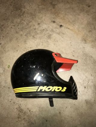 Vintage Black Bell Moto Star 3 Motorcycle Motocross Helmet 1980 Size 7 1/4 58cm
