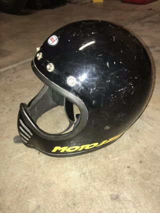 Vintage Black Bell Moto Star 3 Motorcycle Motocross Helmet 1980 size 7 1/4 58cm 2