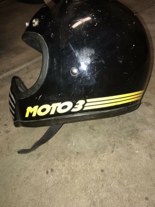 Vintage Black Bell Moto Star 3 Motorcycle Motocross Helmet 1980 size 7 1/4 58cm 3