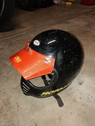 Vintage Black Bell Moto Star 3 Motorcycle Motocross Helmet 1980 size 7 1/4 58cm 4