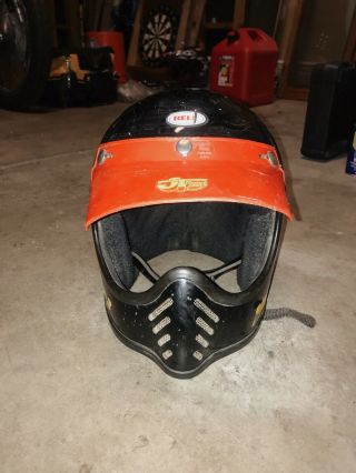 Vintage Black Bell Moto Star 3 Motorcycle Motocross Helmet 1980 size 7 1/4 58cm 5