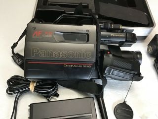 Vintage Panasonic AF X8 CCD OmniMovie VHS HQ Camcorder PV - 420D W/ Hard Case&Tpod 7