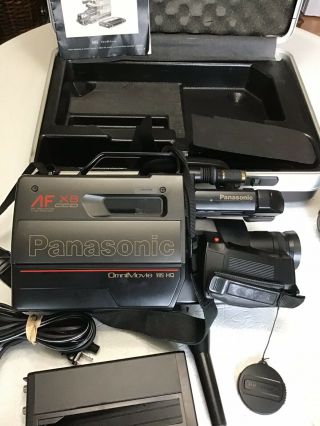 Vintage Panasonic AF X8 CCD OmniMovie VHS HQ Camcorder PV - 420D W/ Hard Case&Tpod 8