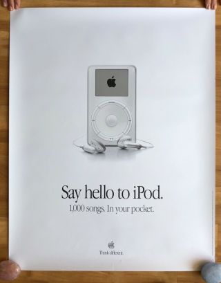 ' Say Hello to iPod ' Rare Collector ' s Item Apple Poster from 2001 2