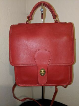 Coach Vintage Willis Station 5130 Classic Leather Satchel Crossbody Bag Red