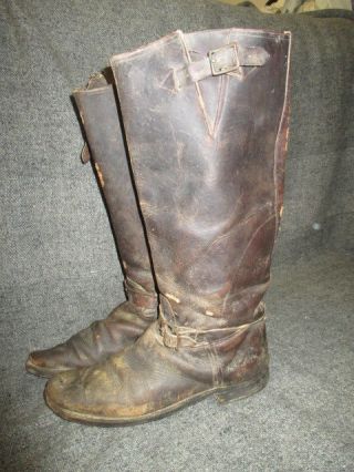 Vintage 1930s 1940s Mens Engineer Boots Size 11 Tall 18 Inch Unbranded
