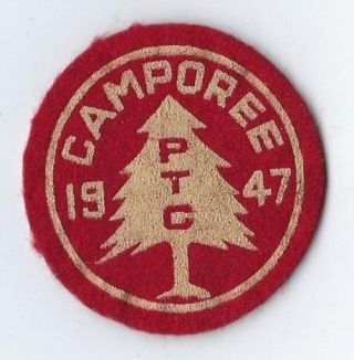 Vtg 1947 Boy Scout Felt Patch Pine Tree Council Camporee Maine Rare